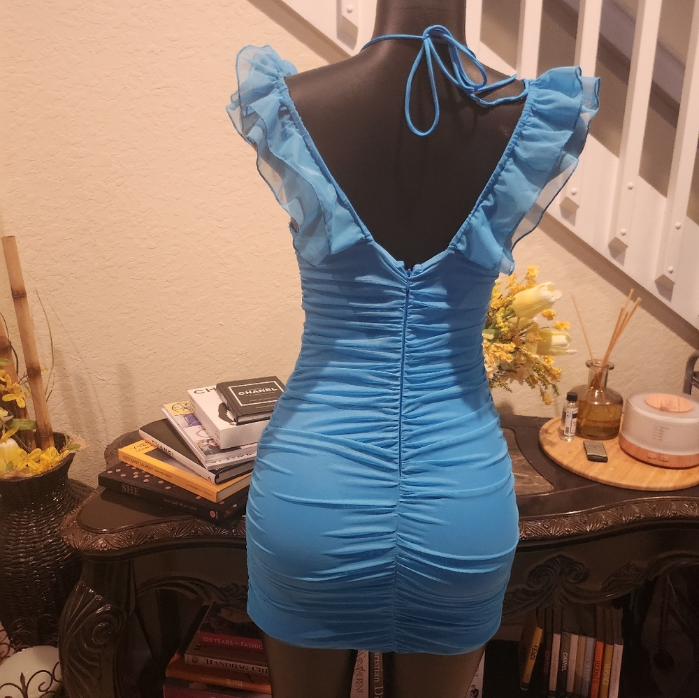 Oh Polly Ruffle Mini Dress Size 6 NWOT - Picture 3 of 4